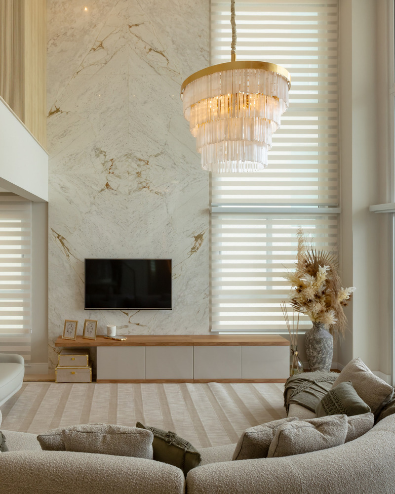 Pendente escultural ambiente residencial
