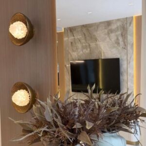 arandela candela wall aver design aver metais em quartzo branco rocha natural