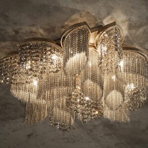 plafon cristal clear aver design. plafon contemporaneo.plafon moderno folheado ouro. plafon celine