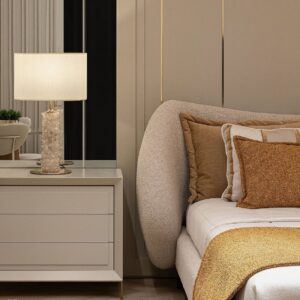 abajur em quartzo branco folheado ouro aver design. abajur aver design. abajur aver metais. abajur para quarto. abajur para salar de estar. abajur alto padrão.